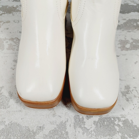 New BP Keyla Platform White Faux Leather Chunky Bootie C363 - Picture 4 of 13